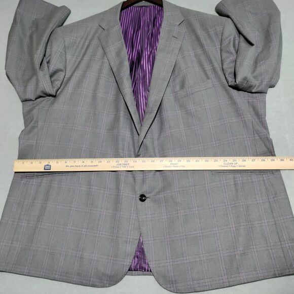 Holland & Sherry Savile Row Gray Purple Plaid Men’s 58S Blazer Jacket Sport Coat - Picture 10 of 16